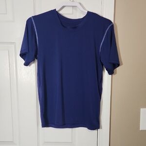 Black Bead Blue Short Sleeve Tee with Textured Fabric